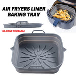 plateau silicone air fryer poignées côtés frites nervures surface intérieure utilitaire gris foncé