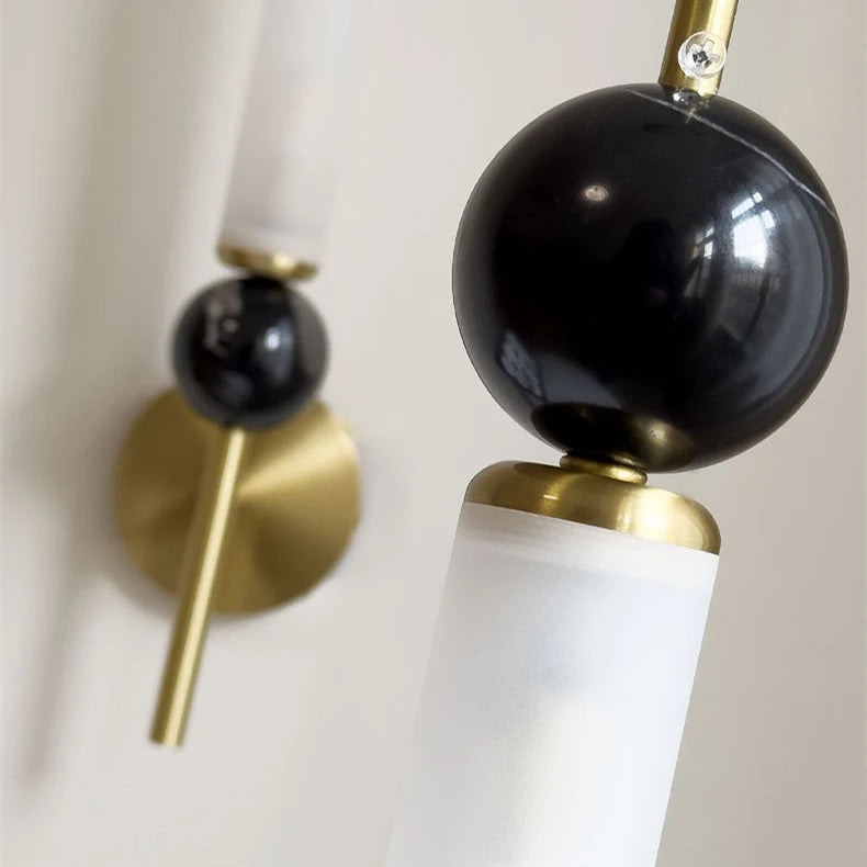 lampe suspendue moderne sphère noire tube blanc doré led salon chambre