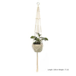 support plante suspendue macramé blanc artisanal anneaux métalliques pot inclusion 90cm 105cm 155cm
