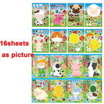 sticker animaux ferme multicolore cartoon adhésif diy activités enfants garçons filles fournitures bricolage artisanal