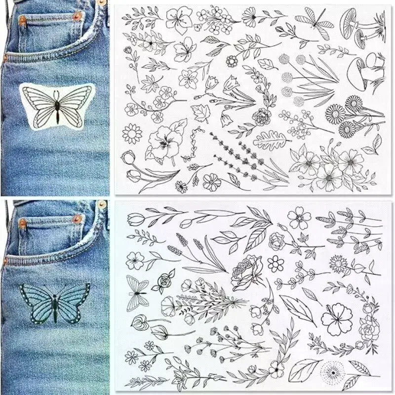 feuilles adhésives broderie transparentes motifs floraux lettres alphabet découpées étiquettes solubles acrylique imprimables adultes
