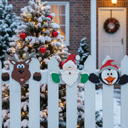 Décoration de clôture de Noël avec Père Noël, renne et bonhomme de neige pour jardin extérieur
