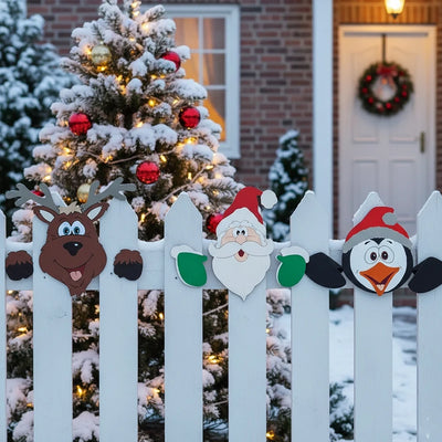 Décoration de clôture de Noël avec Père Noël pour jardin extérieur