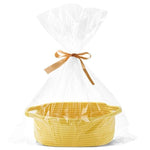 panier ovale tissé moderne rose bleu gris jaune poignées transparent sac