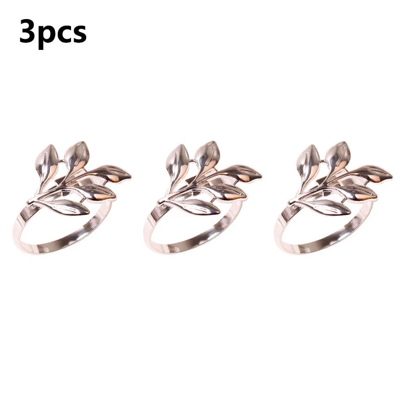 anneaux serviette feuilles or argent rose gold moderne élégants décoration table mariage noël