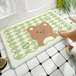 tapis sol antidérapant ours mignon carreaux géométriques rose pâle cartoon mignon adhésif protecteur polyester