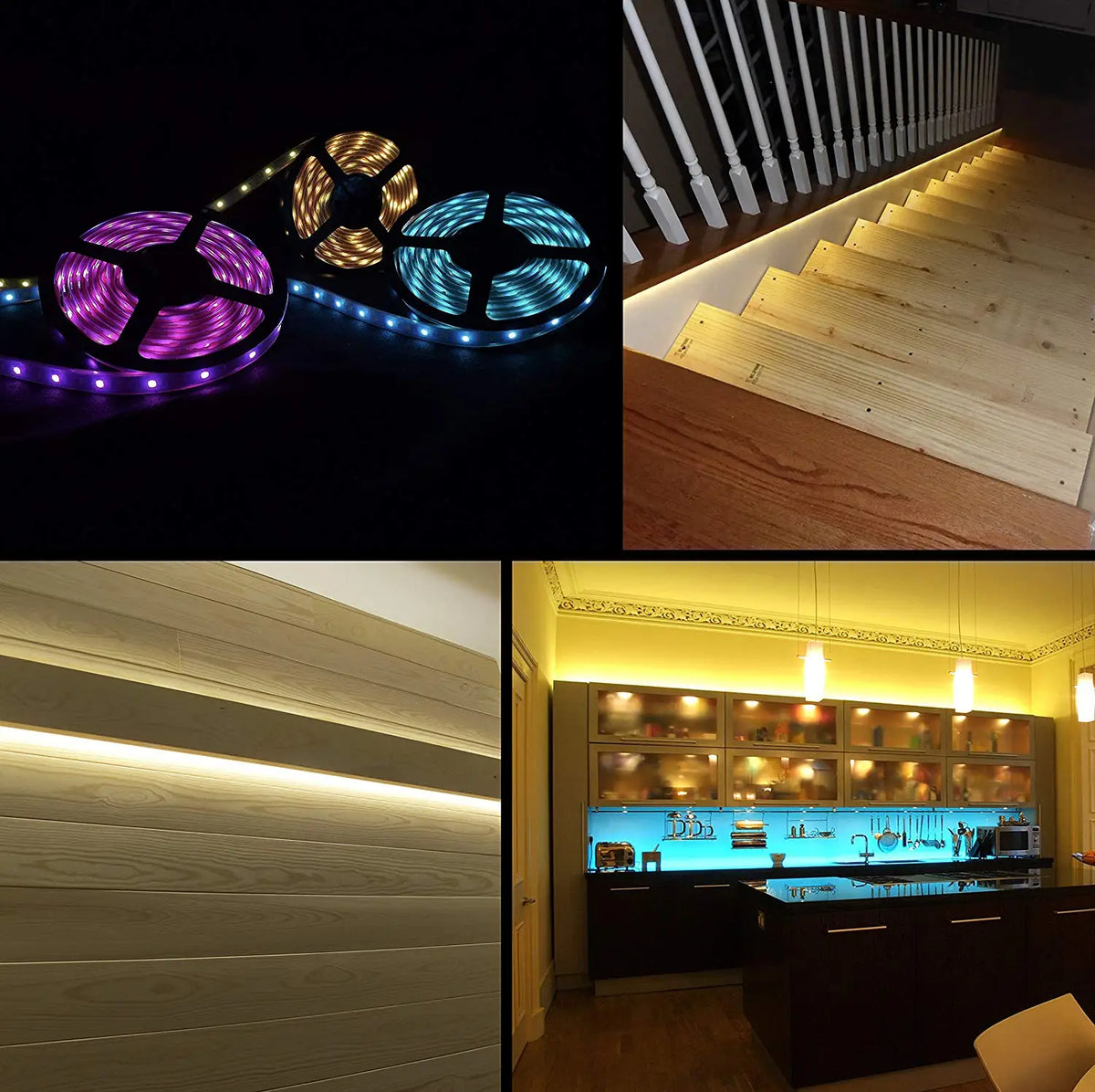 contrôleur led intelligent wifi rgb rgbw cct blanc moderne câbles fixations oriellets