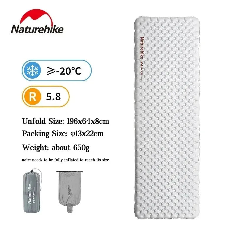 matelas camping blanc marron texturé double valve isolation thermique 20°C tpu nylon moderne