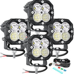 feux travail led 30w noir orange quadrillé combo spot flood vtt suv moto