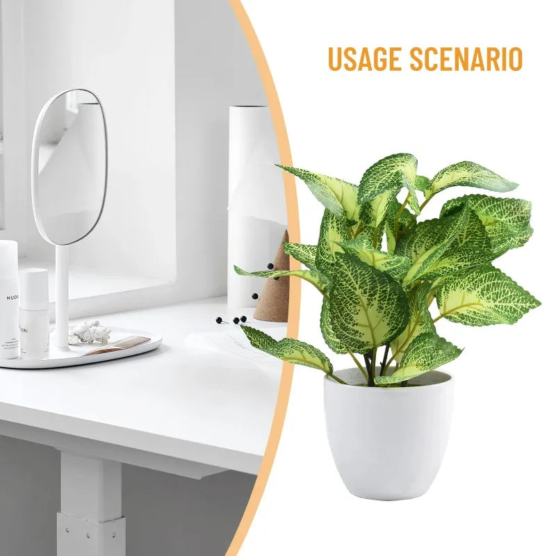 plante artificielle moderne pot blanc feuilles vertes rayées 20cmintérieur décoration verte sans entretien