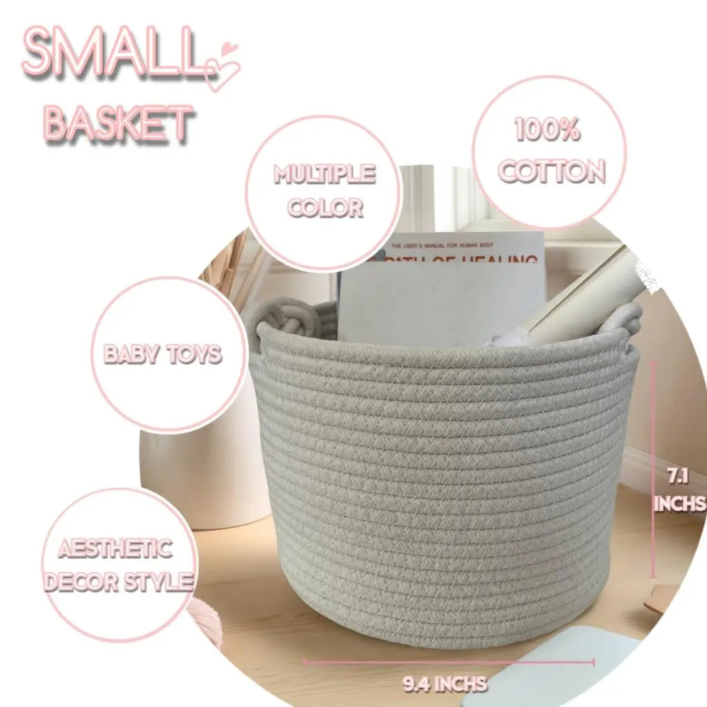 panier tressé blanc gris rose moderne rustique anneaux rangement réutilisable