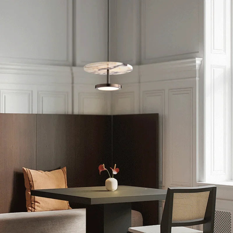 Suspension lumineuse marbre moderne blanc gris noir salon chambre led pendentif Pierre