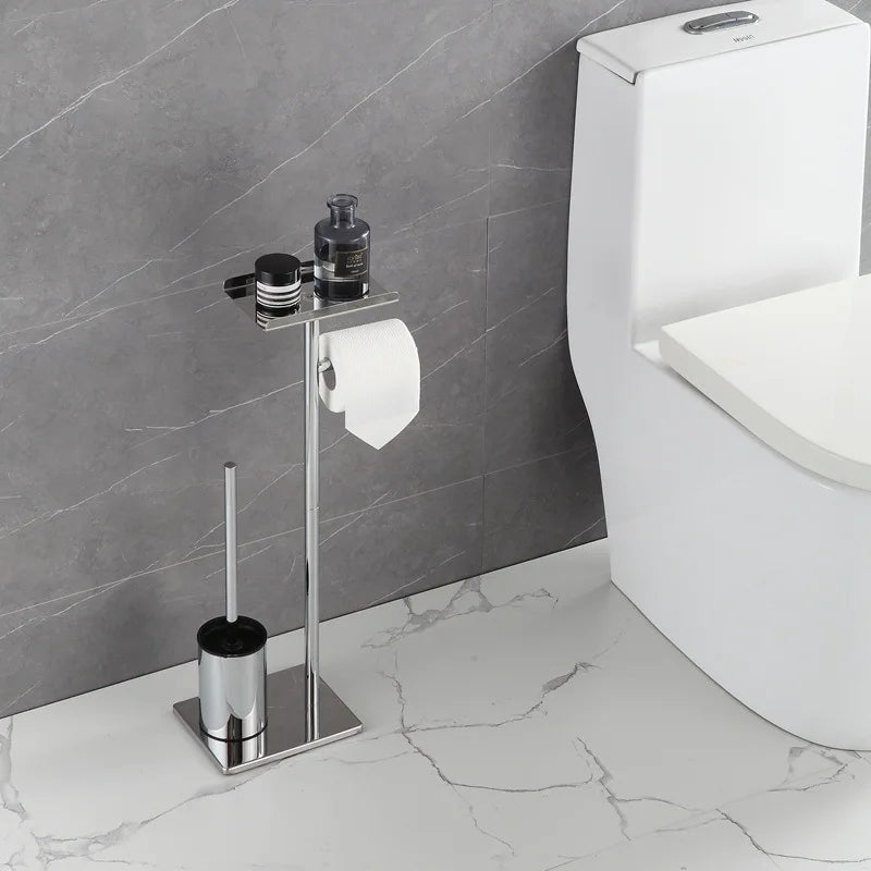 support papier toilette moderne brosse wc intégrée or argent noir