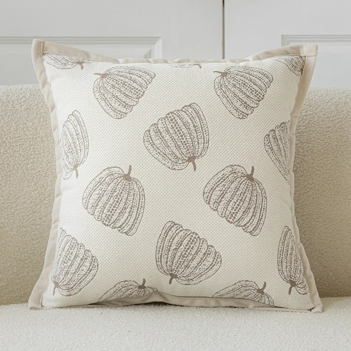 coussin beige motif citrouilles moderne opacité 100 polyester tufted 45x45cm décoration maison canapé chaise