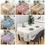 nappe table imperméable brodée dentelle blanche classique blanc bleu violet réutilisable maison