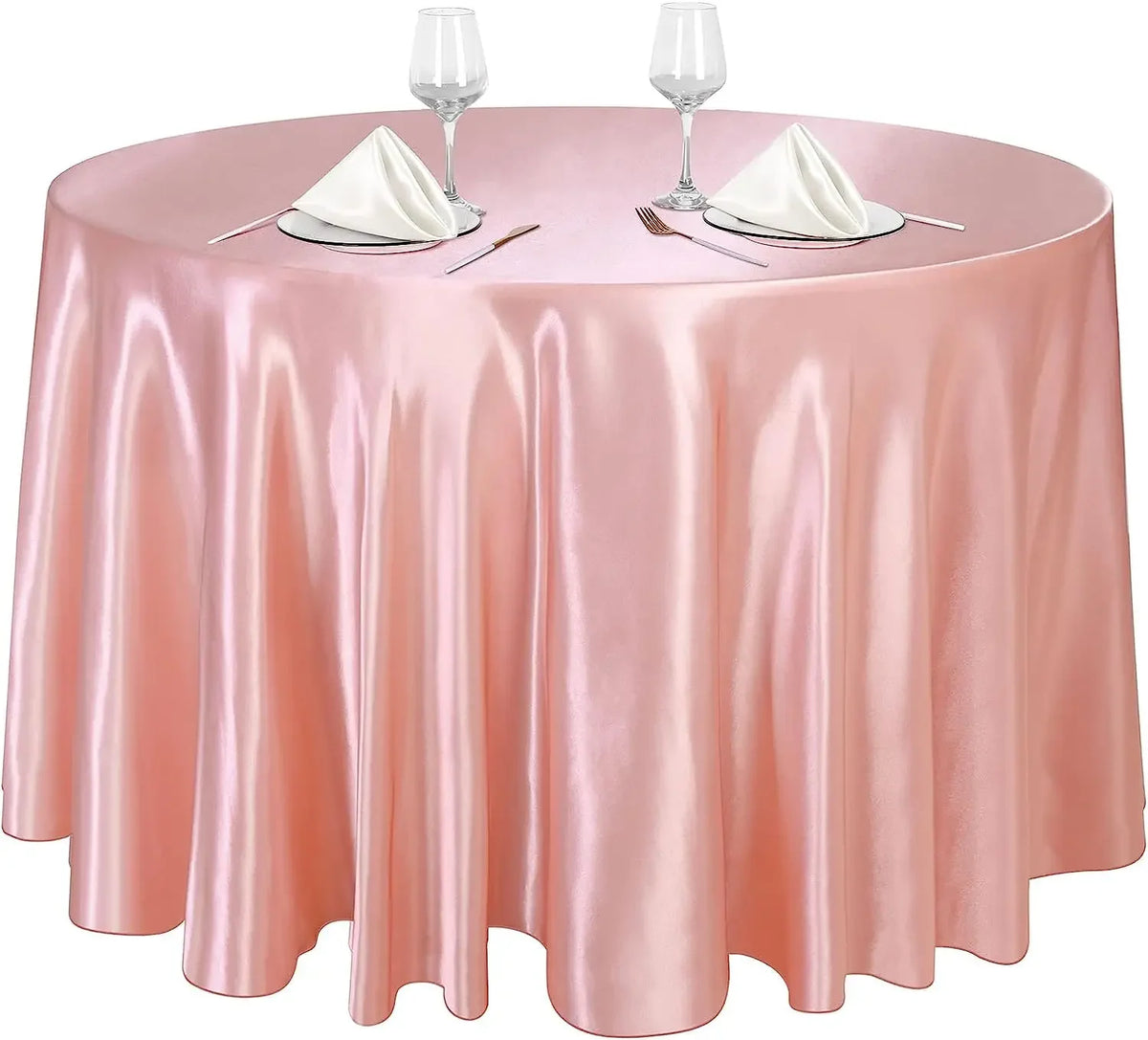 nappe table satin rose pâle unie classique mariage anniversaire extérieur noël 275cm