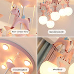 suspension lumineuse verre résine chevaux arc ciel moderne bleu rose enfant blanc contemporain