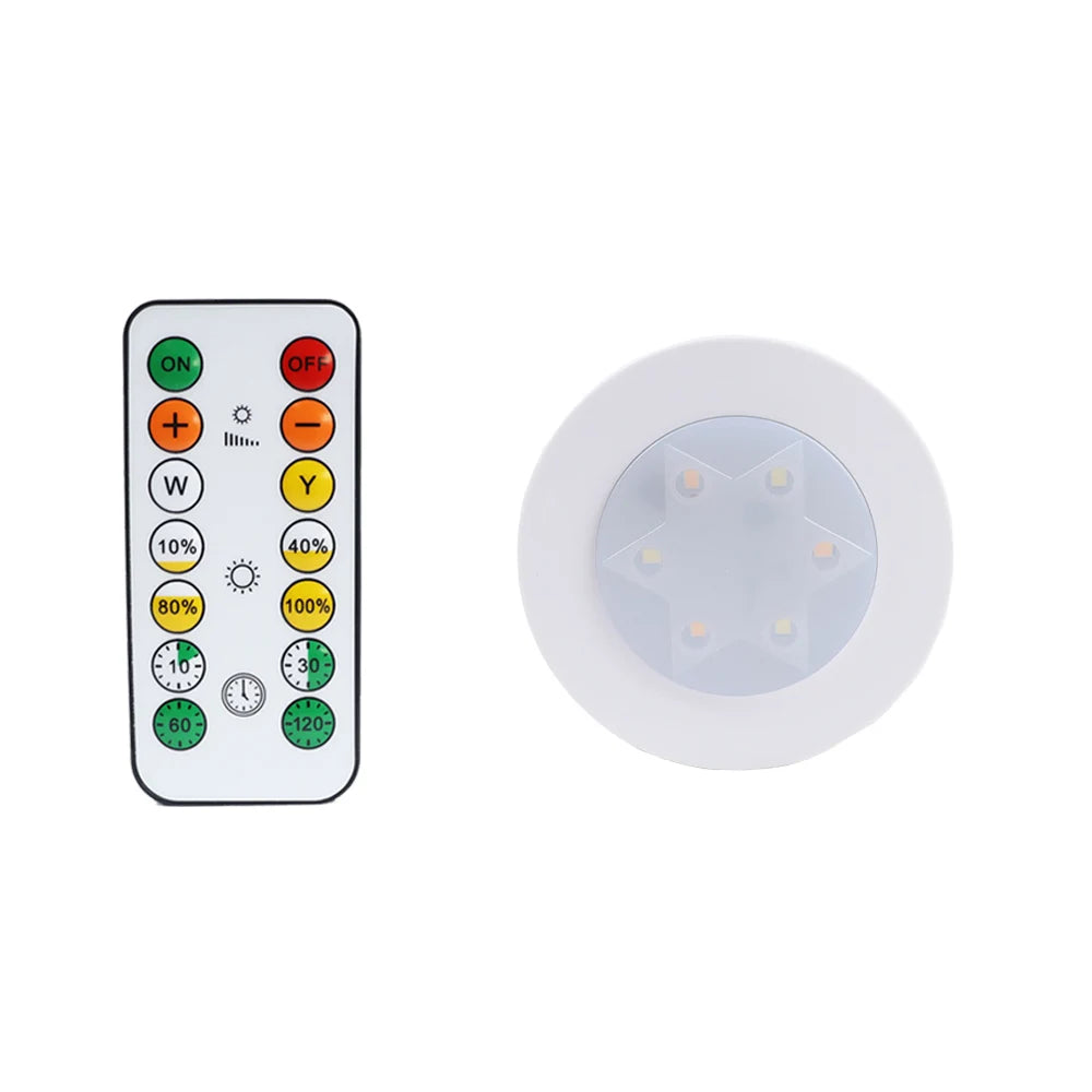 lampe led ronde noir blanche télécommande éclairage nuit chambre placard rechargeable batterie sèche moderne