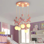 suspension lumineuse verre résine chevaux arc ciel moderne bleu rose enfant blanc contemporain