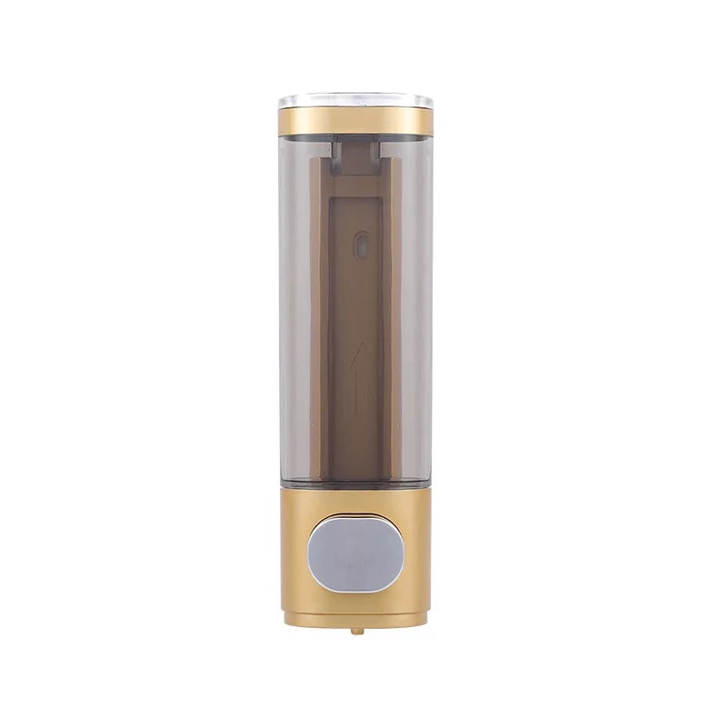 distributeur savon noir transparent moderne fixation murale bouton déclenchement lisse minimaliste