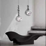 suspension lumineuse moderne transparente gris fumé texture ondulée brillante chambre salon étude