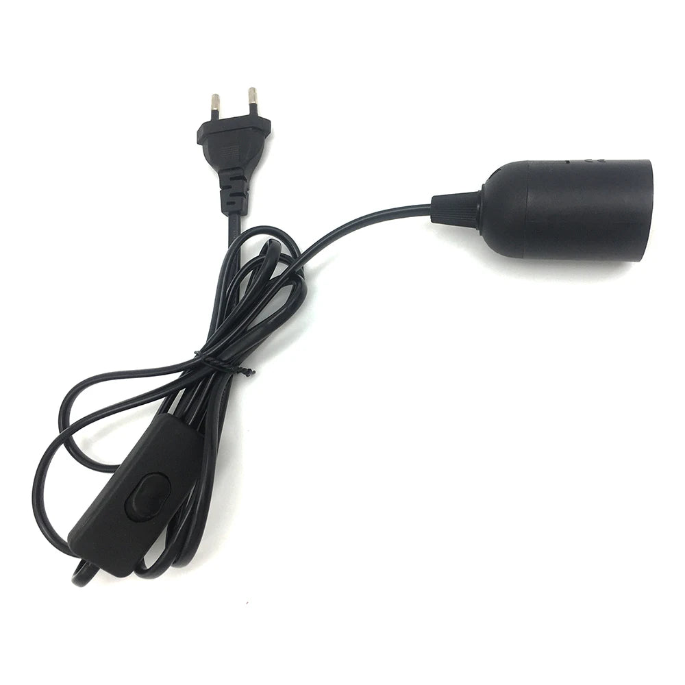 support ampoule e27 noir moderne commutateur câble prise eu certifié led