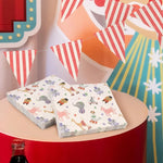 serviettes jetables animaux fête anniversaire colorées cartoonesques papier 50 pièces éléphants girafes chevaux motifs
