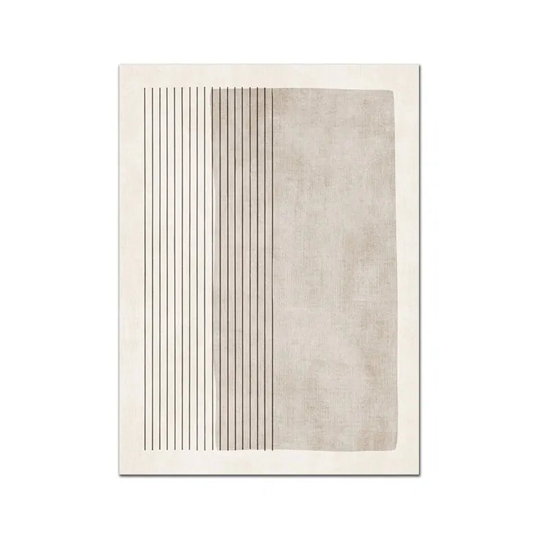 toile d'art minimaliste moderne rayures horizontales beige clair cadre blanc salon chambre decorationintérieur