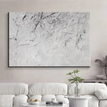 tableau abstrait moderne peinture toile blanche gris noir lignes horizontales sans cadre