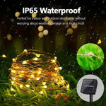 Détail des perles lumineuses et du panneau solaire de la guirlande