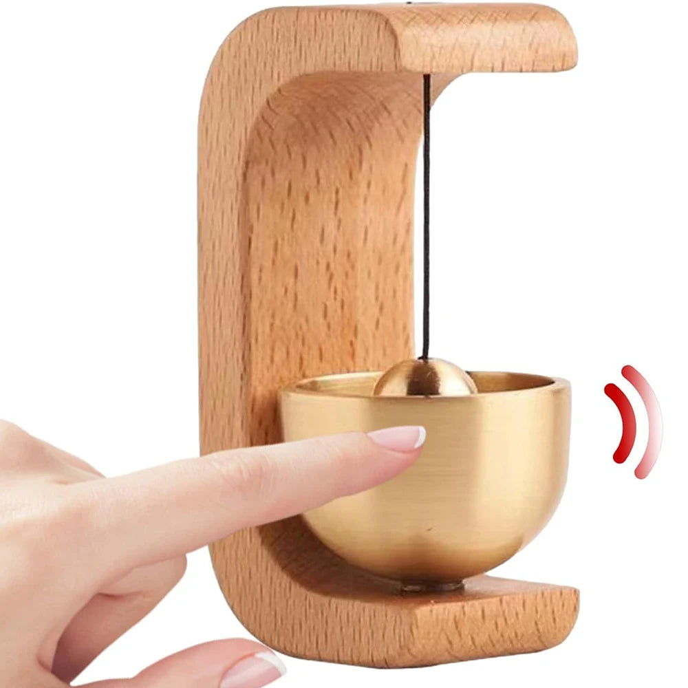 cuillère thé or support bois minimaliste moderne adhésif sonner cloche deco