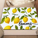 tapis moderne citrons feuilles tournesols summer sunshine extérieur résistant polyester bleu jaune vert blanc
