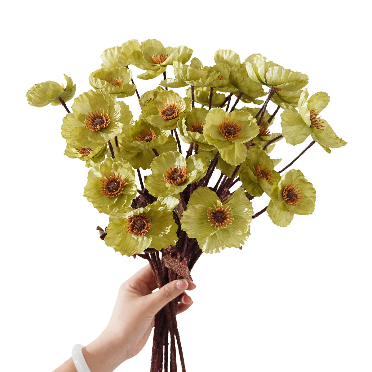 bouquet fleurs artificielles rouges oranges jaunes modernes décoration maison événements occasions spéciales soie opaque