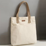 sac main toile femme solide décontracté sacs provisions off white minimaliste intérieur glissière