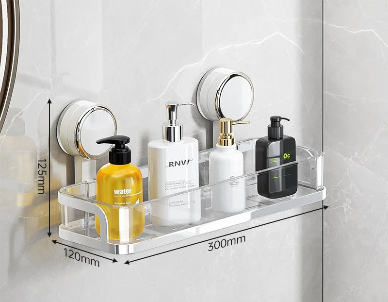 étagère salle bain moderne noir brillante adhésive minimaliste rangement pot crème pompe savon lotion