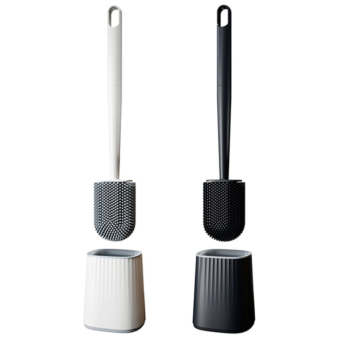 brosse wc moderne adhésif noir blanche poils durables plastique minimaliste