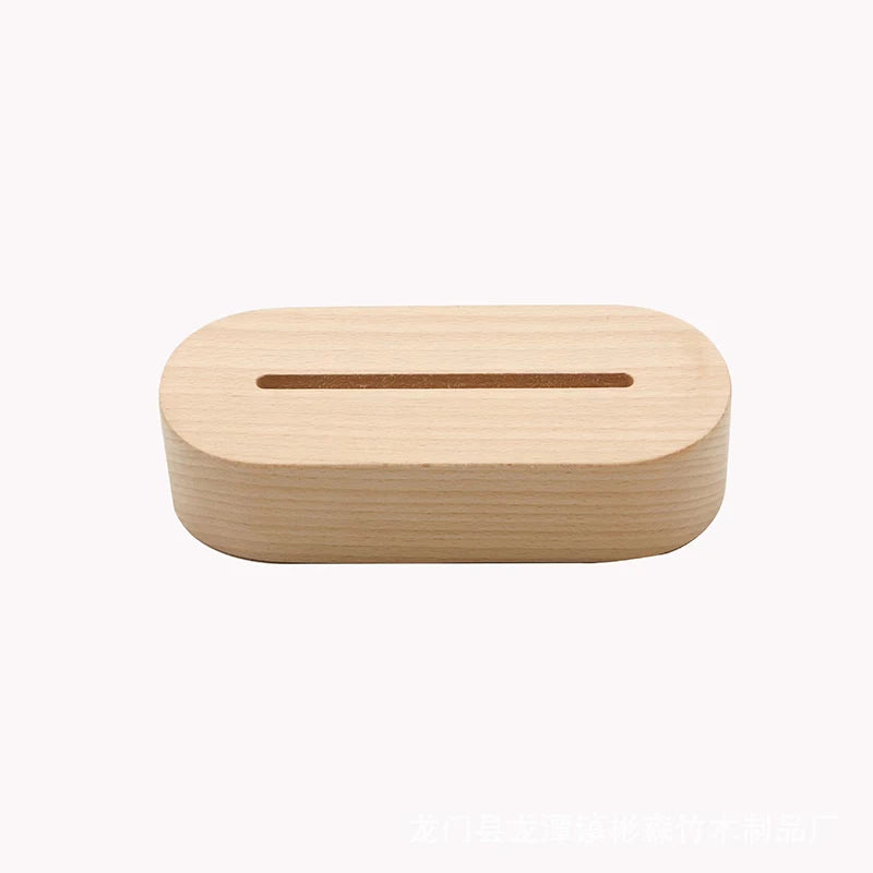 présentoir led bois acrylique verre transparent minimaliste interrupteur on off adaptable lampe nuit moderne