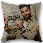 taie d'oreiller carrée 45x45cm moderne motif Kendji Girac imprimé uni côté opaque polyester