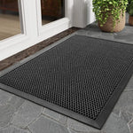 tapis sol extérieur entrée imperméable antidérapant hexagonal moderne noir bordure gris