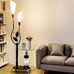lampe sol moderne tablette motif floral blanc noir décointérieur