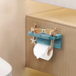porte papier toilette bois vieilli rustique marins bohème etagere murale turquoise marron fonce