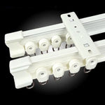 rideau rail courbé flexible blanc moderne rainures horizontales roulettes support mural