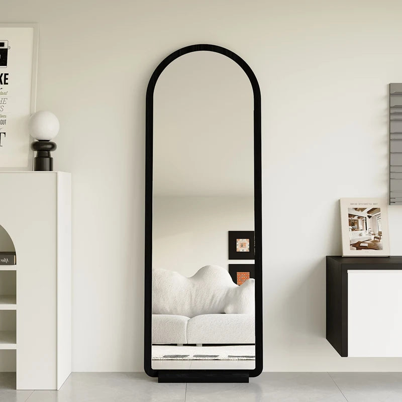 grand miroir salon arqué cadre bois noir moderne décoration maison classique
