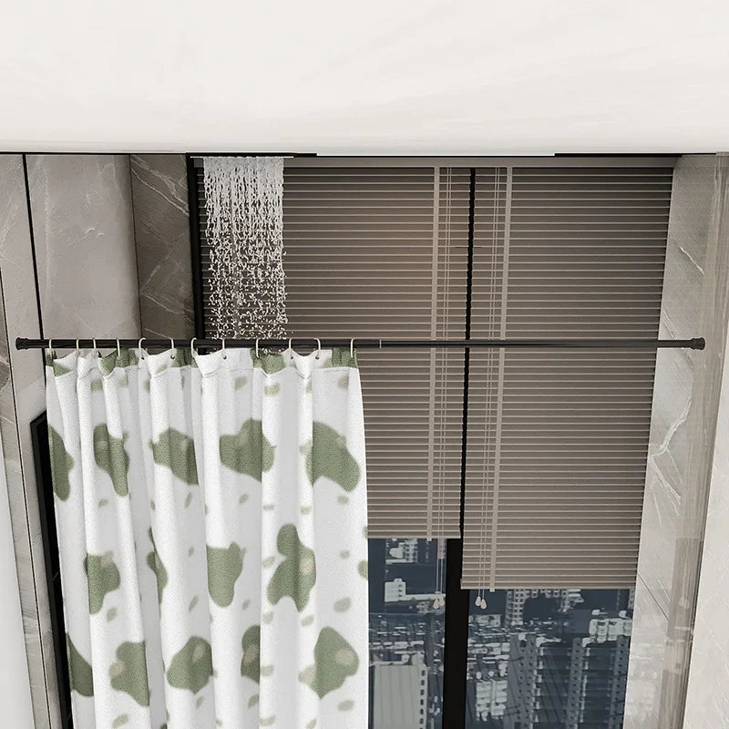 tige rideau noire métal acier carbone respectueuse environnement moderne balcon salle bain