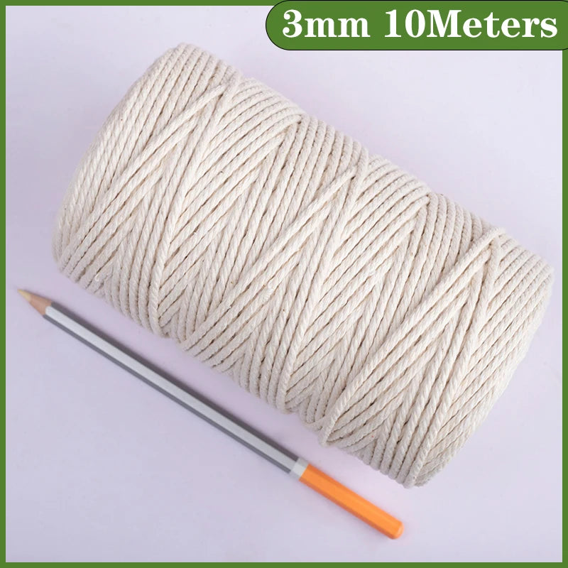 corde coton tissée traditionnelle 10mm 2mètres artisanat sacs vêtements textiles maison écologique haute qualité