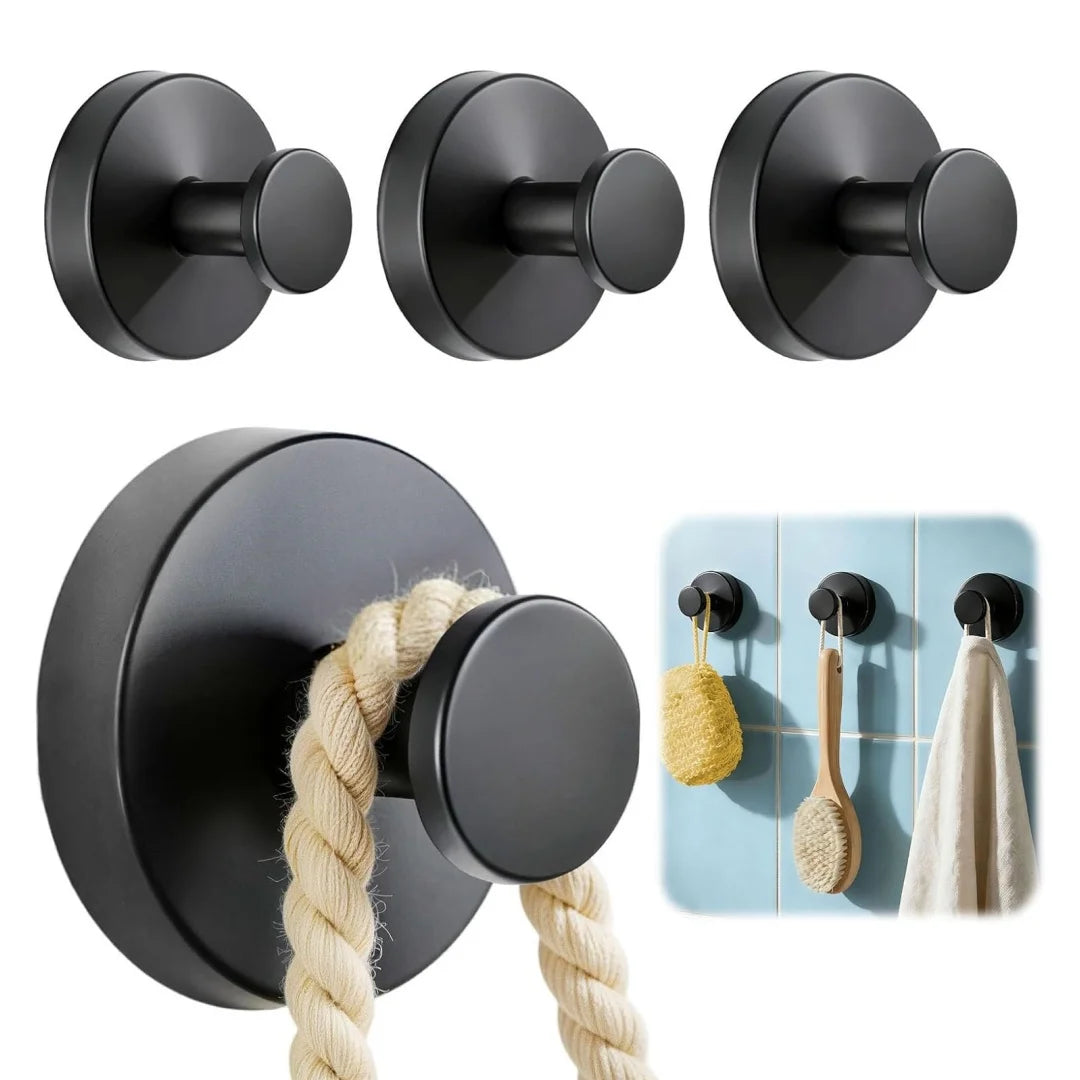 crochet mural moderne ventouse noir mat serviette peignoir porte savon étoiles décoratives guirlande lumineuse