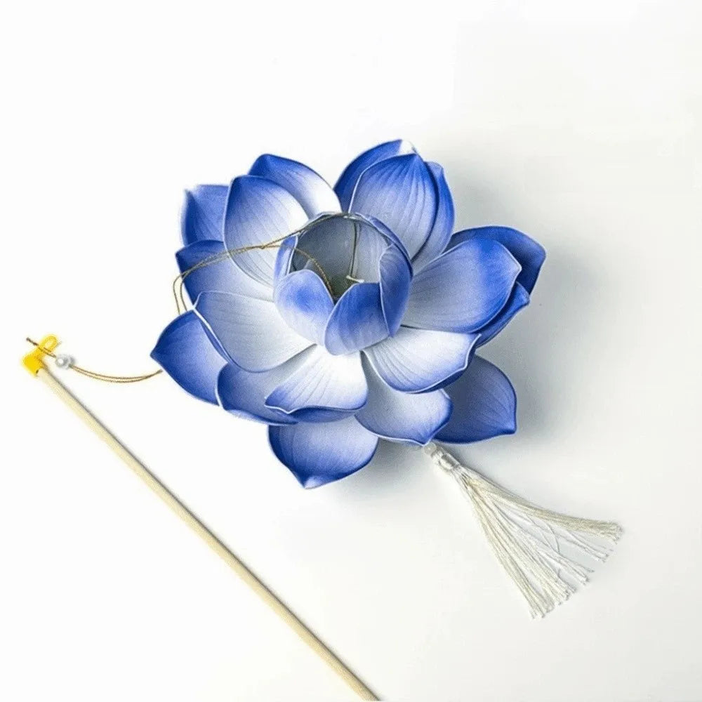 lanterne fleur lotus papier plissé motif floral tassel tringle portable anniversaire mariage