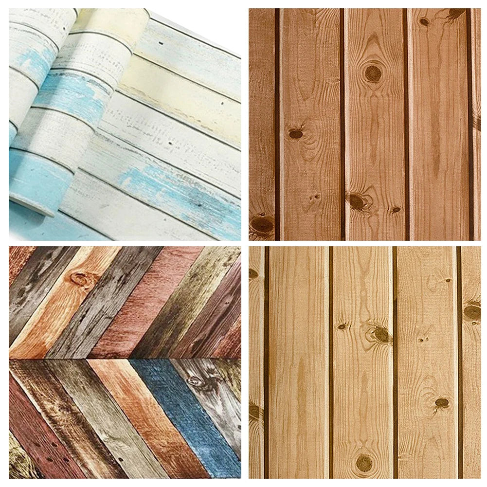 papier peint effet bois imitation planches rustique vintage scandinave bleu marron beige