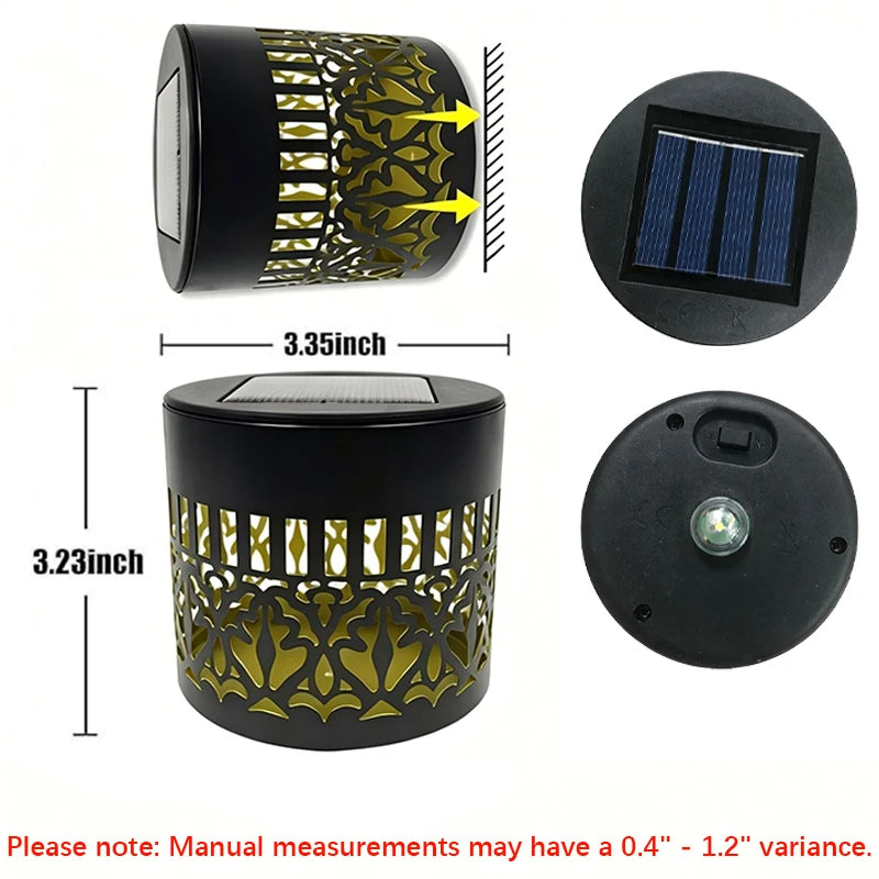 lampe solaire led moderne noire dorée motif floral ajouré étanche