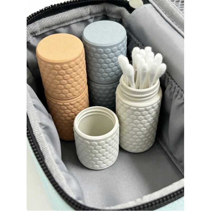 boîtes rangement hexagonales réutilisables modernes orange gris blanc petits objets coton tiges